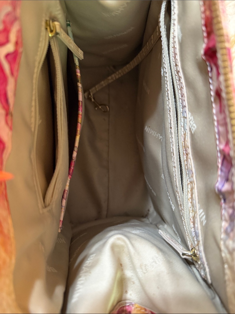 Brahmin Ivory Croc-Embossed Satchel with Multicolor Watercolor Accent - Picture 6 of 8